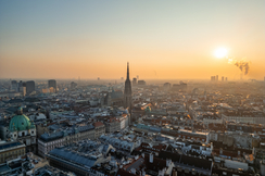 Foto zeigt die Stadt Wien von oben 